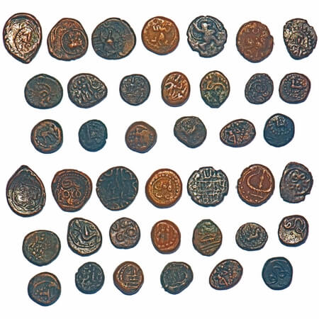 Nayakas and Polygars, Assorted, (lot of 20 coins), (16-18c AD), Twenty Copper Kasus. About