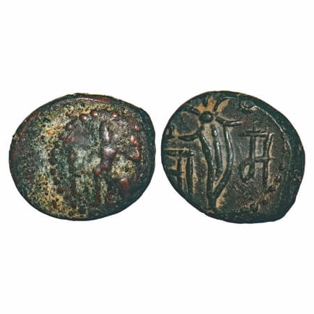 Senji Marathas, (16th century), Raja Ram, Copper, 3.05g, 12.03x13.95mm, Obv: Standing Sri 