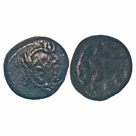 Ginjee Marathas, (18c AD), Copper Kasu, 2.16g, 11.80x10.80 mm, Obv: A decorated Discus at 