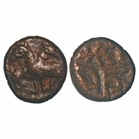 Gingee Marathas, (18c AD), Copper Kasu, 2.00g, 11.32x10.63 mm, Obv: Horse rider to left, R
