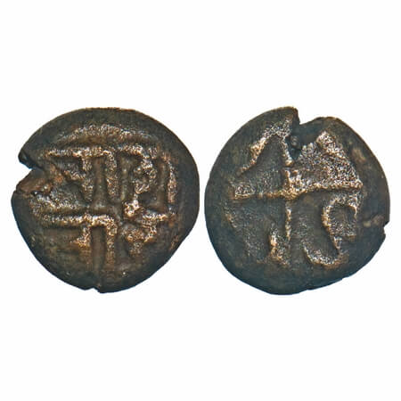 Tanjavur Marathas, (18c AD), Copper Kasu fraction, 1.39g, 8.38x8.40 mm, Obv: Crude Nagari 