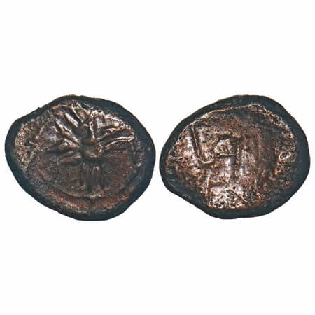 Arcot Nawabs, Muhammad Ali (1749-95 AD), Copper Kasu , 2.09g, 10.22x12.48 mm, Obv: Standin