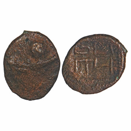 Arcot Nawabs, Muhammad Ali, (1749-95 AD), Copper Kasu fraction, 0.96g, 12.54x10.30 mm, Obv