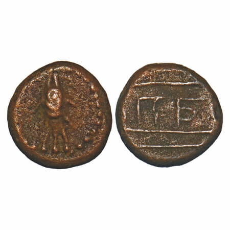 Arcot Nawabs, Muhammad Ali (1749-95 AD), Copper Kasu, 2.90g, 13.00x12.61 mm, Obv: Fish, Do