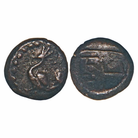 Arcot Nawabs, Muhammad Ali (1749-95 AD), Copper Kasu fraction, 1.45g, 9.58x9.68 mm, Obvers