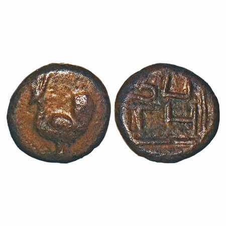 Arcot Nawabs, Muhammad Ali (1749-95 AD), Copper Kasu fraction, 1.29 gm, 9.09x9.16 mm, Obve