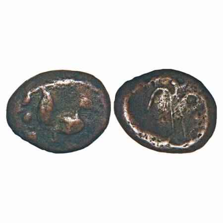 Arcot Nawabs, Muhammad Ali (1749-95 AD), Copper Kasu fraction, 1.79g, 9.70x11.98 mm, Obver