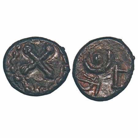 Arcot Nawabs, Muhammad Ali, (1749-95 AD), Copper Kasu fraction, 1.57g, 11.14x12.56 mm, Obv
