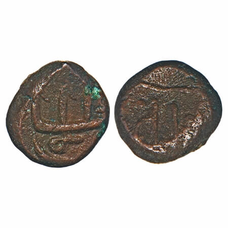Arcot Nawabs, Muhammad Ali, (1749-95 AD), Walajah type, Copper Kasu fraction, 1.52g, 10.01