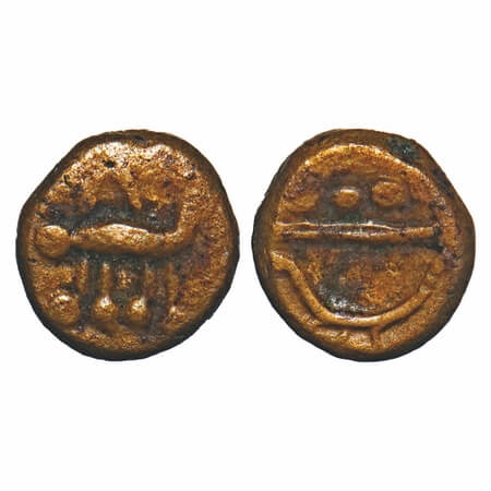 Arcot Nawabs, Muhammad Ali, (1749-95 AD), Walajah type, Copper Kasu fraction, 1.17g, 9.58x