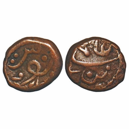 Arcot Nawabs, INO Shah Alam II, (1760-88 AD), Copper Kasu, 3.00g, 12.50x13.85 mm, Obv: Per
