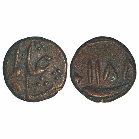 Arcot Nawabs, INO Shah Alam II, (1760-88 AD), Copper Kasu, 2.79g, 13.77x13.61 mm, Obv: Per