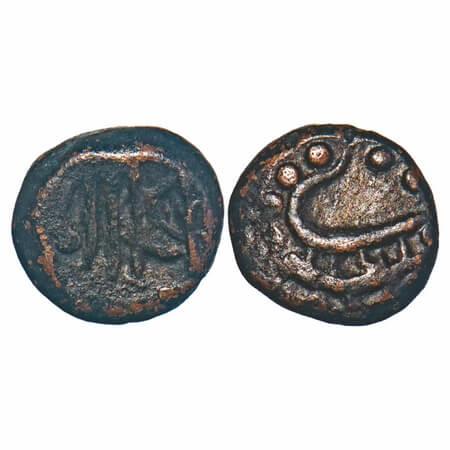 Arcot Nawabs, (18c AD), Copper Kasu fraction, 1.74g, 9.52x10.40 mm, Obv: Persian legend ‘S