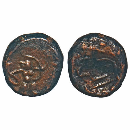 Arcot Nawabs, (18c AD), Copper Kasu fraction, 1.83g, 11.43x11.08 mm, Obv: Standing deity H