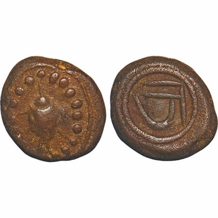 Arcot Nawabs, Muhammad Ali (1749-95 AD), Copper Half Paisa, 6.19g, 16.67x15.06 mm, Obv: Fi