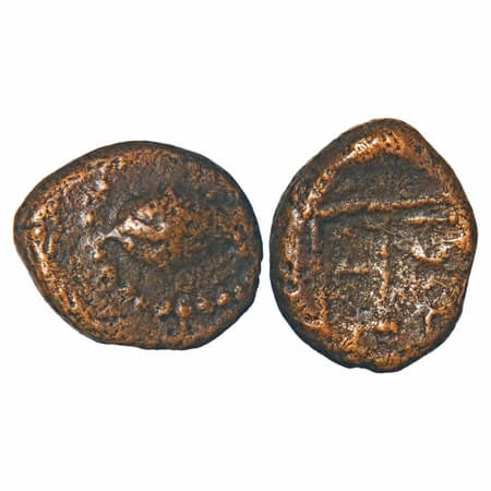Arkat Nawabs, (17th century), Copper, 1.34g, 9.08x11.03mm, Obv: Fish within dotted Circle,