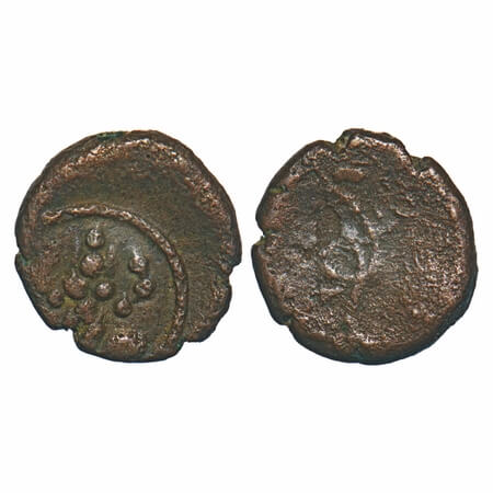 Arkat Nawabs, (17th century), Copper, 2.15g, 13.19x13.12mm, Obv: Vishnu standing within ar
