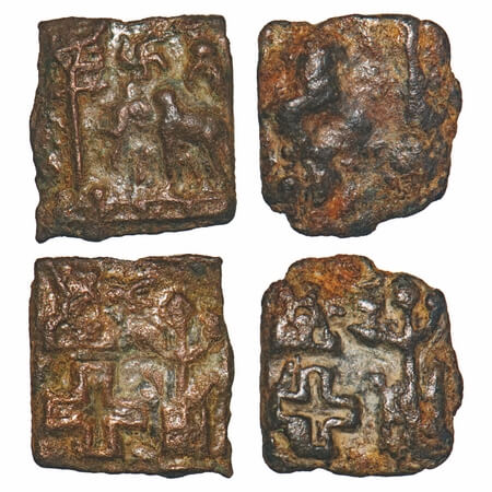 Sunga Dynasty, Central India, Copper Cast type (2 coins), 2.43g, 2.58g, 15.35x13.99mm, 15.
