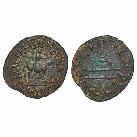 Indo-Scythians, Spalirises with Azes I (c. 60-50 BC), Copper Unit, 8.64g, 26.26x26.50 mm, 