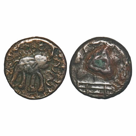 Satavahanas, Sri Chhimuka (c. 115-100 BC), Newase-paithan region, Copper Unit, 5.18g, 18.2