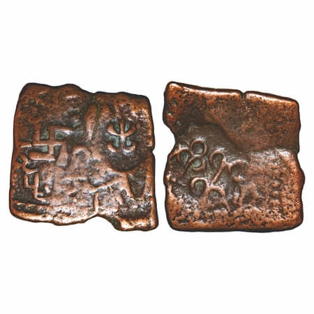 Satavahanas, Siri Satakarni, Nasik Region, Copper Unit, 4.92g, 20.92x21.85mm, Overstruck t
