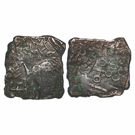 Satavahanas, Siri Satakarni, Nasik Region, Copper Unit, 11.10g, 28.79x26.82mm, Obv: Elepha
