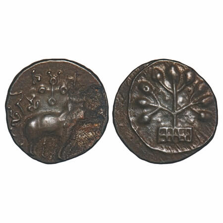 Satavahanas, Siri satakarni, Nasik Region, Potin Unit, 3.57g, 20.26x20.15mm, Obv: Elephant