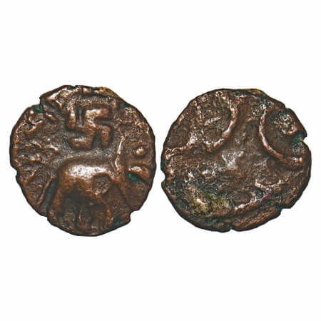 Satavahanas, Siri Satakarni, Vidarbha Region, Copper Unit, 1.45g, 12.69x12.62mm, Obv: Elep