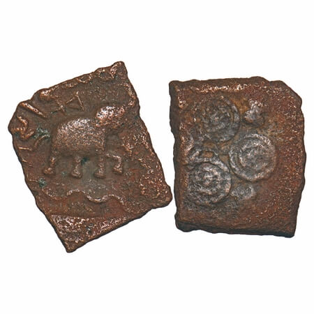 Satavahanas, Siri Satakarni, Vidarbha Region (Pusad area), Copper Unit, 5.46g, 25.70x23.62