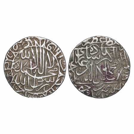 Akbar, Silver Rupee, 11.45g, Hazrat Delhi Mint, AH 975 splited date, Kalima type, legend w