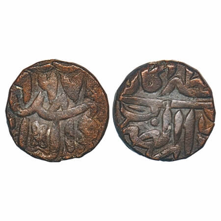 Akbar, Copper Dam, 20.54g, Dar-ul-Zarb Khitta Kalpi Mint, AH 967, Obv: Dar-ul-Zarb Khitta 