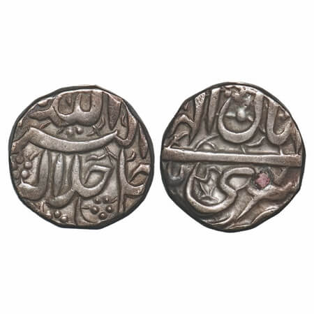 Akbar, Silver Rupee, 11.32g, Srinagar Mint, Ilahi 47, month 'Aban'. KM 93.15. toned about 