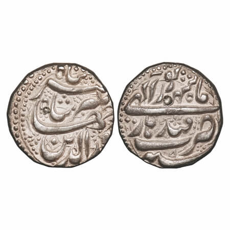 Jahangir, Silver Rupee, 11.38g, Qandahar Mint, 9 RY, 'Shahrewar' Month. KM 145.13. About T