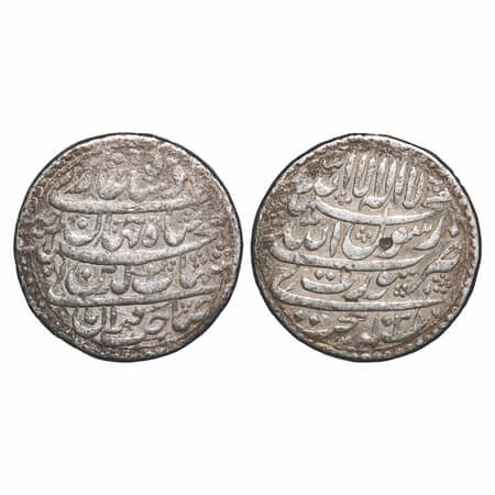 Shah Jahan I, Silver Rupee, 11.12g, Surat Mint, AH 1038/Ahad (1) RY, legend in four lines.