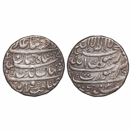 Shah Jahan I, Silver Rupee, 11.39g, Surat Mint, AH 1038/2 RY, legend in four lines. KM 222