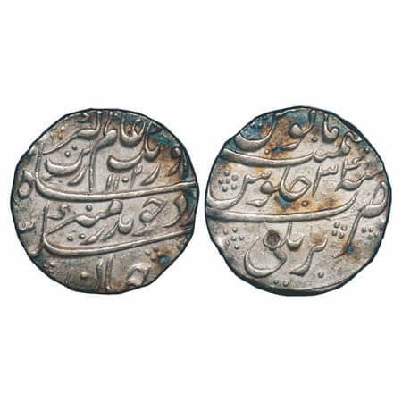Aurangzeb, Silver Rupee, 11.47g, Bareli Mint, AH 1102/34 RY, complete mint name on rev bot