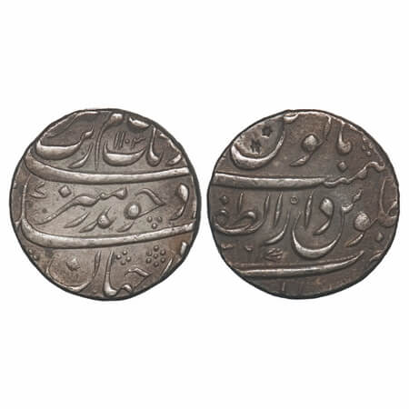 Aurangzeb, Silver Rupee, 11.40g, Dar ul Zafar Bijapur Mint, AH 1103/36 RY, with flower sym