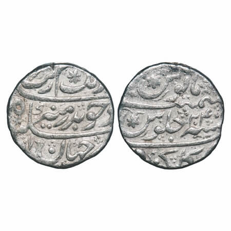 Aurangzeb, Silver Rupee, 11.46g, Golkunda Mint, AH 1076/24 RY (mistmatch year and Date). K