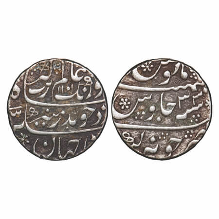 Aurangzeb, Silver Rupee, 11.60g, Junagarh Mint, AH 1101/33 RY, with beautiful flowers all 