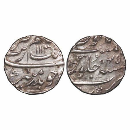 Aurangzeb, Silver ½ Rupee, 5.70g, Surat Mint, AH 1113/45 RY. KM 294.6. Toned Very Fine+, S