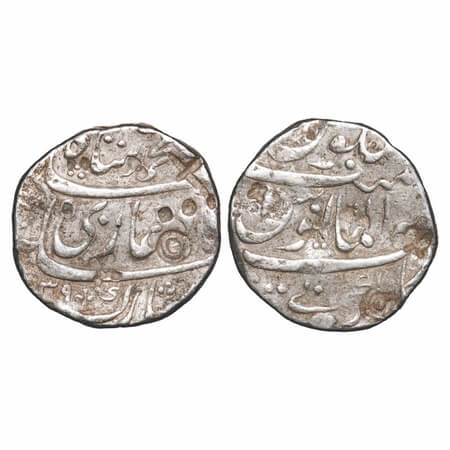 Muhammad Shah, Silver Rupee, 11.42g, Kankruti Mint in different style, al manus type with 