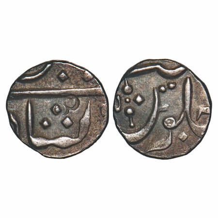 Maratha Confederacy, Silver 1/4 Rupee, 2.72g, Pune (Muhiyabad) Mint, INO Shah Ali Gauhar. 