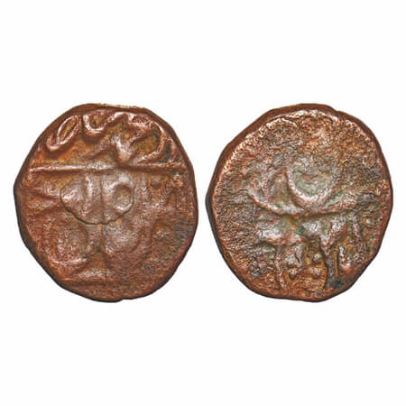 Maratha Confederacy, Copper ½ Paisa, 5.33g, Ravishnagar Sagar Mint, INO Shah Alam II, 'fla