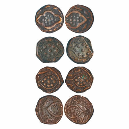 Bijapur Sultanate, Copper Falus, 1/3 Falus (4 Coins), 9.85, 7.73, 5.51, 3.82g, Muhammad Ad
