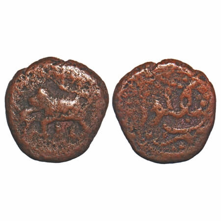 Mysore, Copper 1/8 Paisa, 1.24g, Tipu Sultan, Bengalur Mint, AM 1218, Obv: Elephant to lef