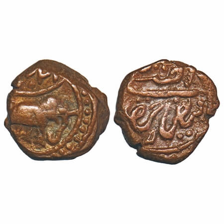 Mysore, Copper 1/4 Paisa, 3.18g, Tipu Sultan, Faiz Hisar Mint, AM 12(26) Retro, Obv: Eleph