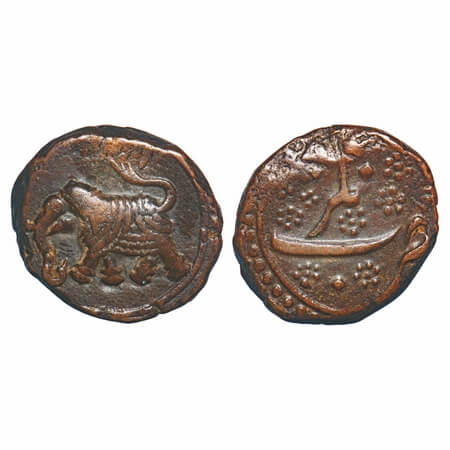 Mysore, Copper Paisa, 11.32g, Tipu Sultan, Nagar Mint, AH 121(7) retro, Obv: Date above El