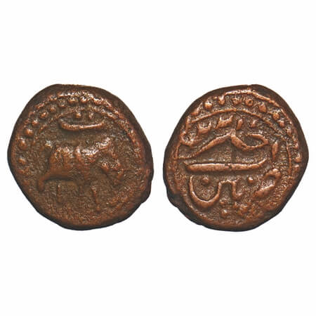 Mysore, Copper, ¼ Paisa/Akhtar, 2.72g, Tipu Sultan, Patan Mint, AM 1226 (Retro date). Obv: