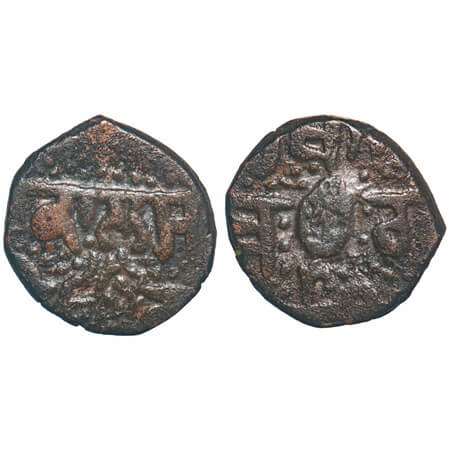 Sikh Empire, Copper Paisa 9.52g, Ranjit Singh, (Amritsar) Mint, legends in gurumukhi, Obv: