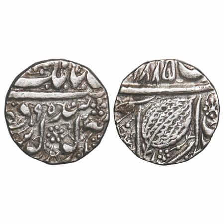 Sikh Empire, Silver ½ Rupee, 5.48g, Ranjit Singh, Amritsar Mint, Nanak Shahi Couplet, leaf